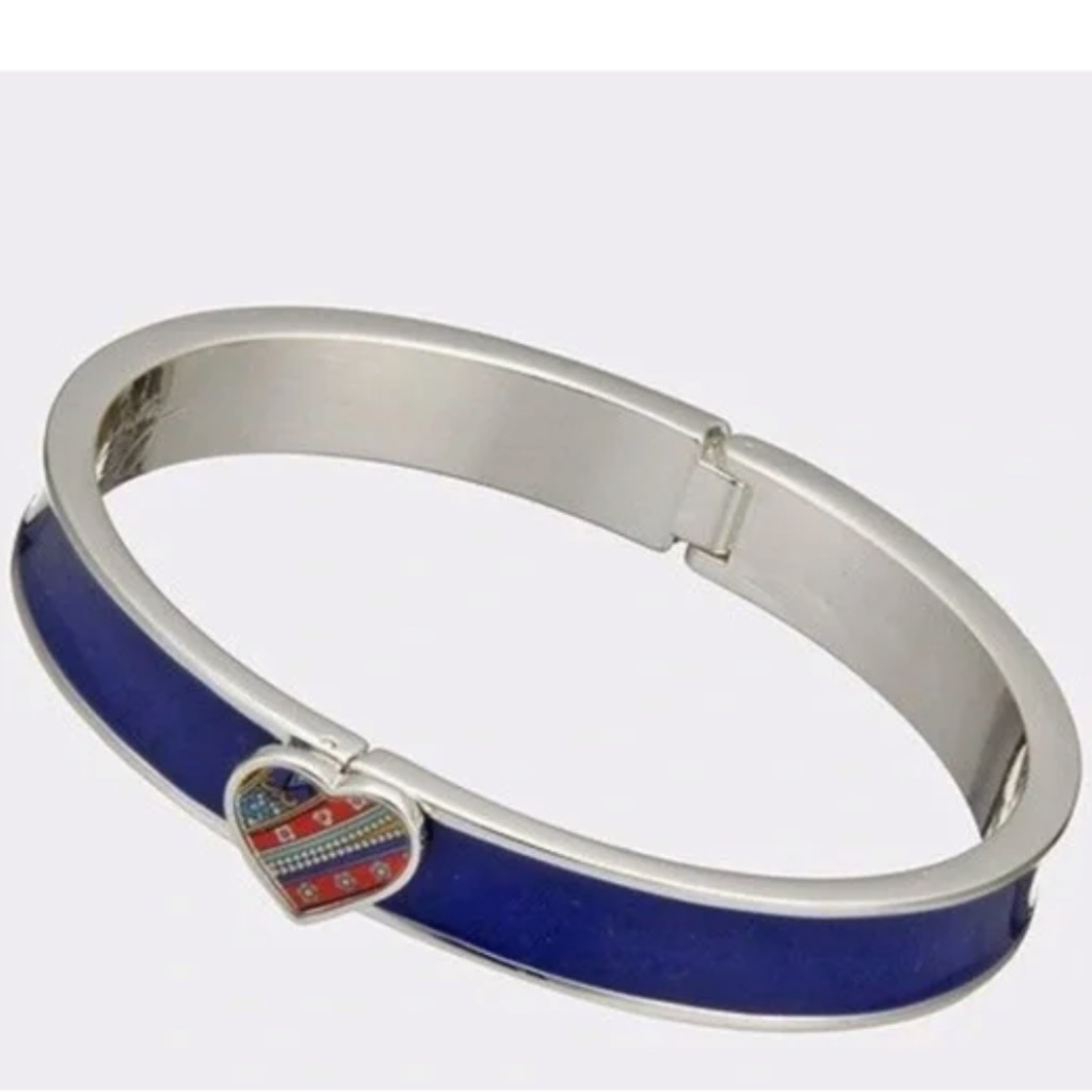 Nwt Vera Bradley Heart Bangle In Marina Paisley Logo Bracelet 12910 141 $38 Co